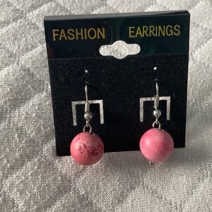 Red round beaded earrings